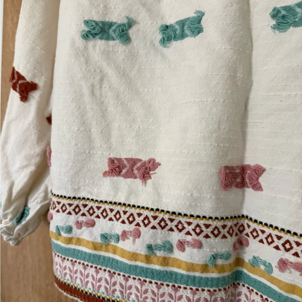 Lou Grey For Loft Getaway Embroidered Top boho folk tunic blouse size XS - Picture 3 of 8